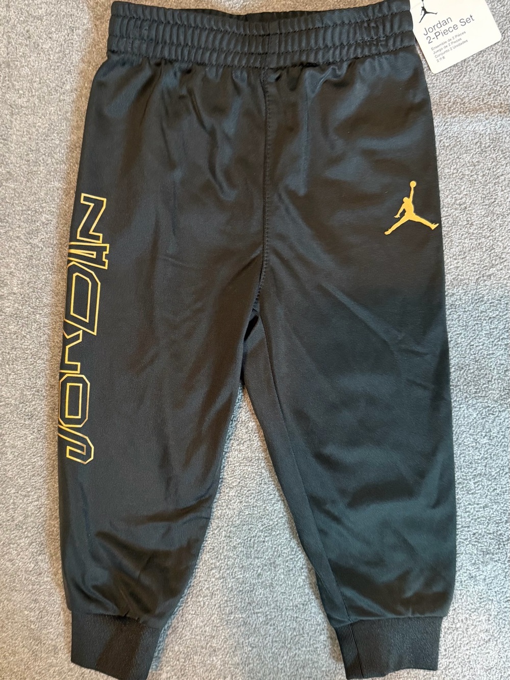 Jordan Black Jogger Pants with Gold Logo & Side Script